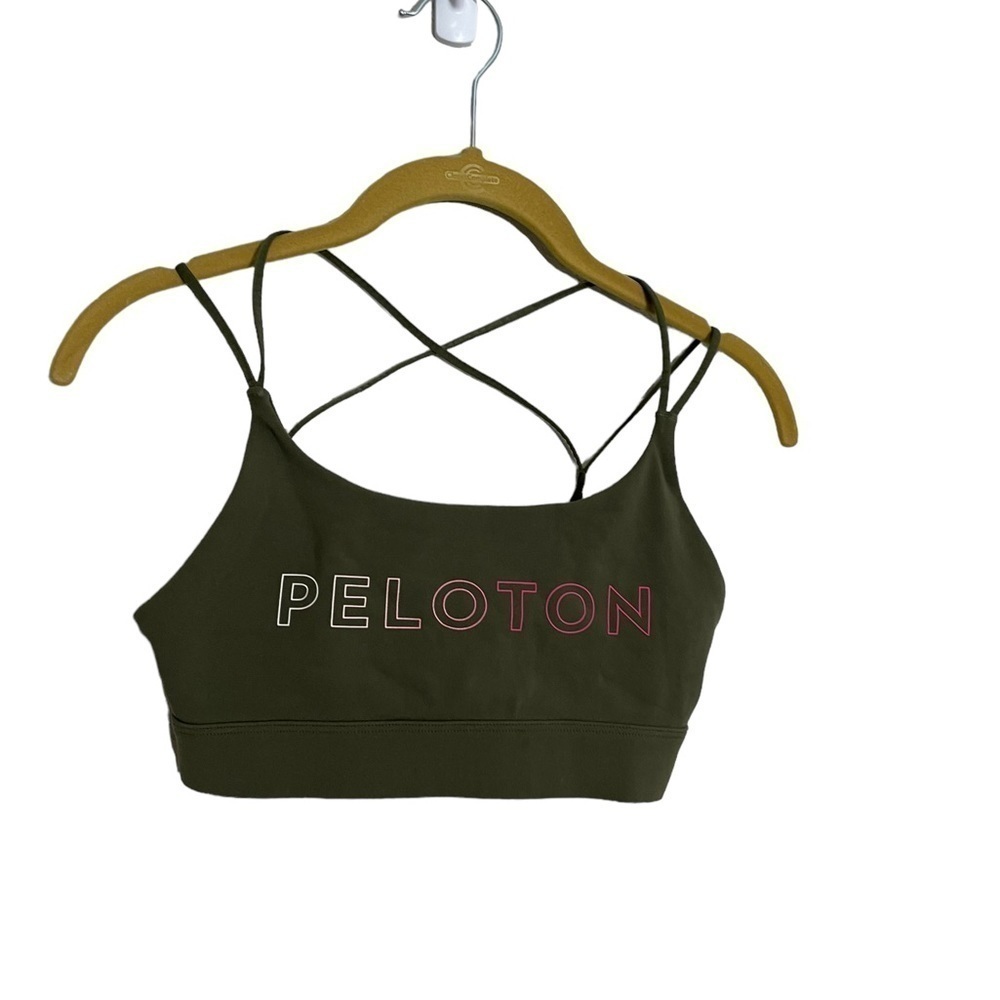 Peloton Olive Green Criss Cross Back Strappy Sports Bra Xs